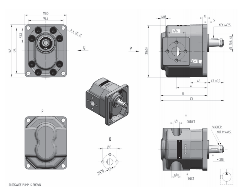 QHD1系列捷克齿轮泵安装尺寸
