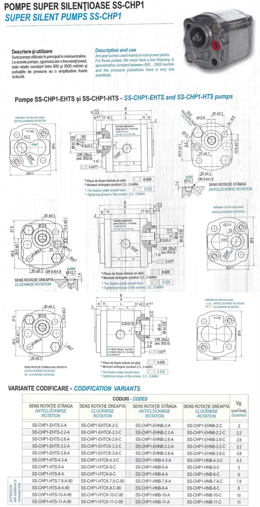 HESPER赫思博SS-CHP1 超静音齿轮泵型号说明