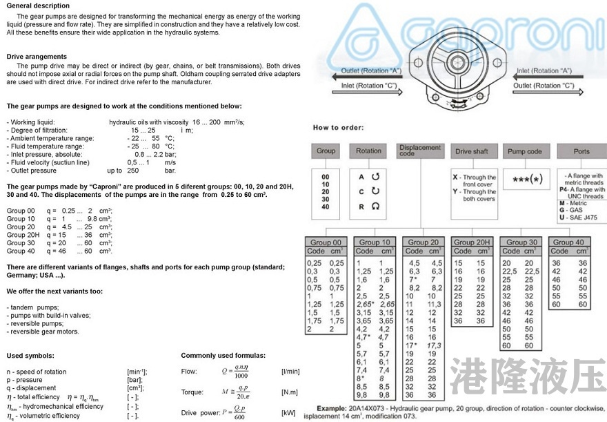 卡普罗尼Caproni齿轮泵